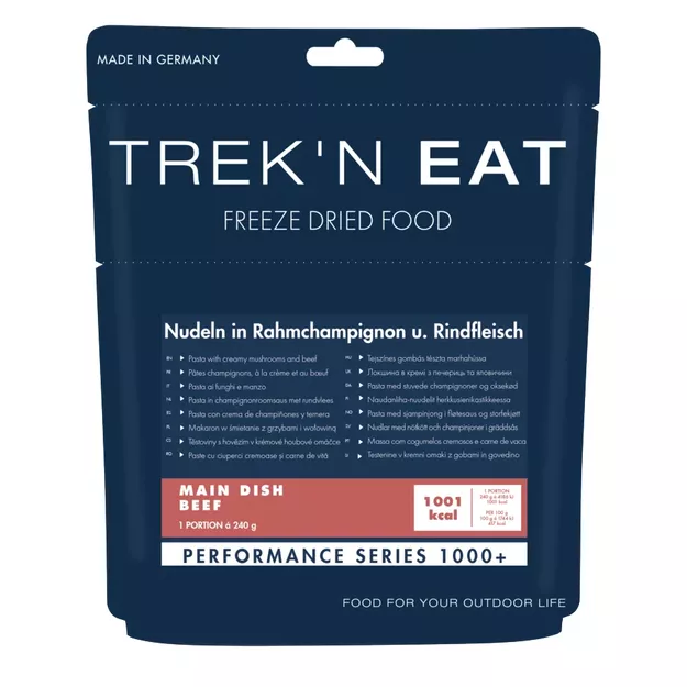 TREK'N EAT - Performance series - Makaron w śmietanie z grzybami i wołowiną 240 g (960 g) - Żywność Liofilizowana