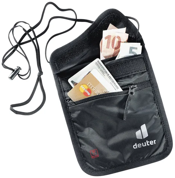 DEUTER Security Wallet II RFID Block Black - Bezpieczna saszetka - ochrona kart płatniczych