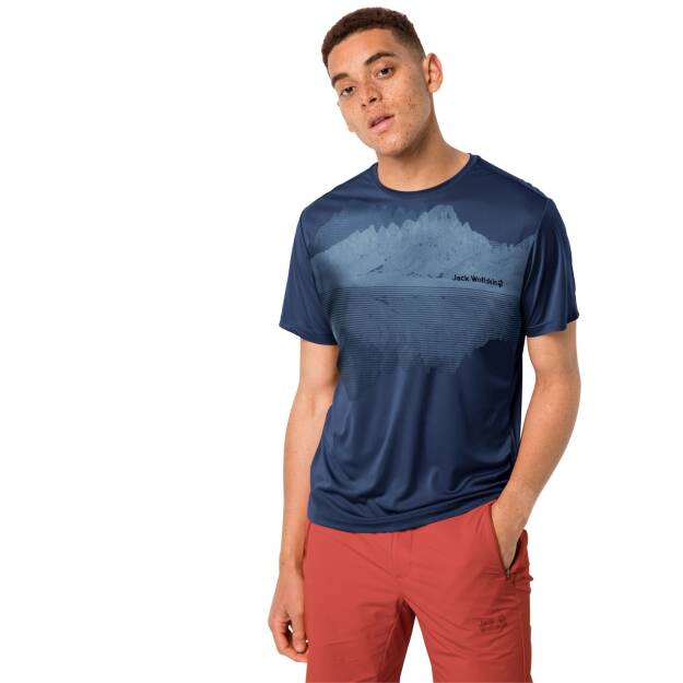 JACK WOLFSKIN Peak Graphic T Men - dark indigo - męska koszulka funkcyjna z printem