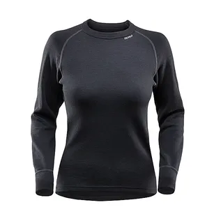 DEVOLD Expedition - black - damska koszulka termiczna z długim rękawem z wełny merino