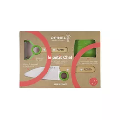 OPINEL Zestaw kuchenny dla dzieci - Le Petit Chef - nóż + obieraczka + ochraniacz na palce - zielony