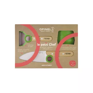 OPINEL Zestaw kuchenny dla dzieci - Le Petit Chef - nóż + obieraczka + ochraniacz na palce - zielony