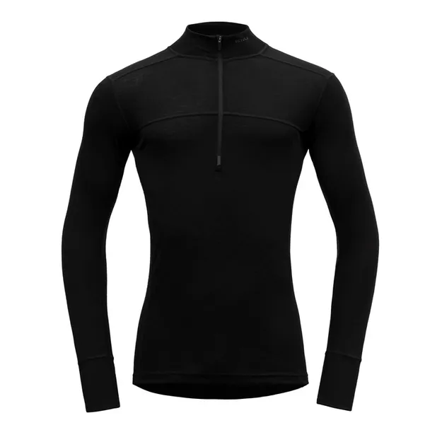 DEVOLD Lauparen - black - golf męski / koszulka termoaktywna z wełny merino