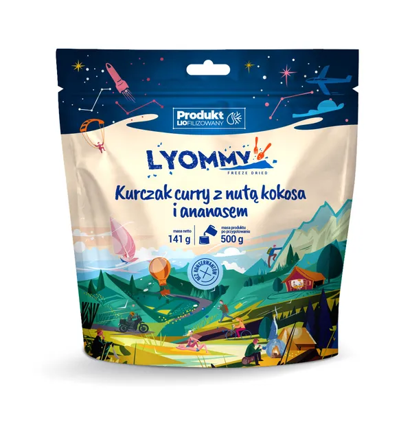 LYOMMY Kurczak curry z nutą kokosa i ananasem - 500 g - danie liofilizowane / liofilizat