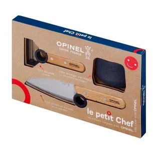 OPINEL Zestaw kuchenny dla dzieci - Le Petit Chef - niebieski - nóż + obieraczka + ochraniacz na palce