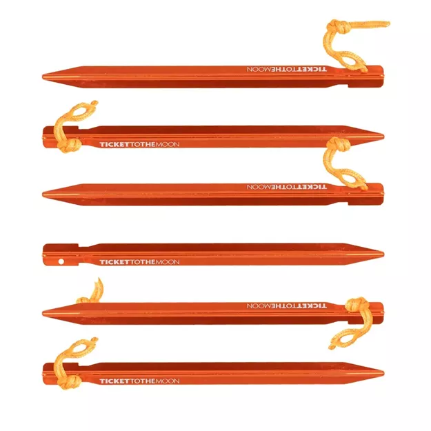 TICKET TO THE MOON Pegs Set 6 - lekkie śledzie aluminiowe do namiotu, tarpa
