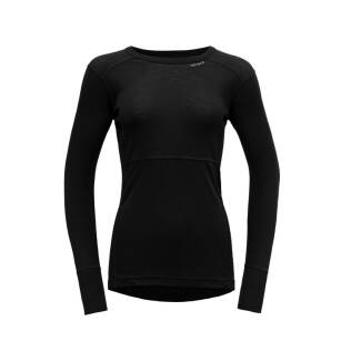 DEVOLD Lauparen - black - damska koszulka z wełny merino z długim rękawem