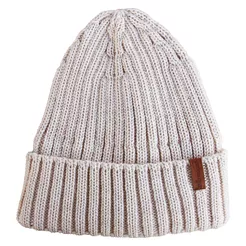 THERMOPAD Czapka zimowa beanie 100% wełna merino - beżowa