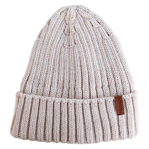THERMOPAD Czapka zimowa beanie 100% wełna merino - beżowa