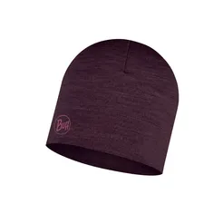 BUFF Midweight Merino Wool Hat Solid Deep Purple - sportowa czapka zimowa merynosowa
