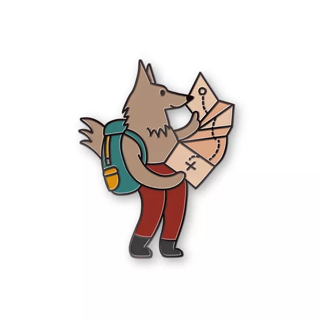 Pin metalowy - Wilk z mapą - PINSTORY