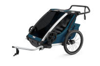 THULE Chariot Cross 2 - Przyczepka rowerowa + wózek spacerowy - Aluminium / MajolicaBlue