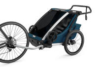THULE Chariot Cross 2 - Przyczepka rowerowa + wózek spacerowy - Aluminium / MajolicaBlue