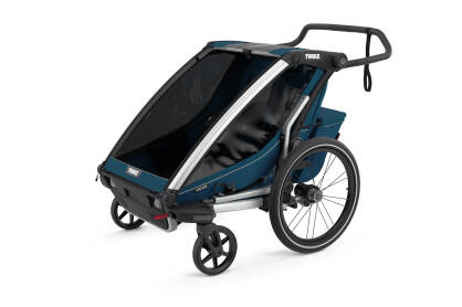 THULE Chariot Cross 2 - Przyczepka rowerowa + wózek spacerowy - Aluminium / MajolicaBlue