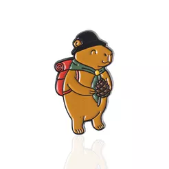 Metalowy pin - kapibara z szyszką - harcerski