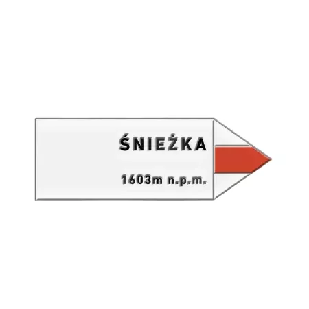 Pin metalowy turystyczny - strzałka ŚNIEŻKA - PINSTORY