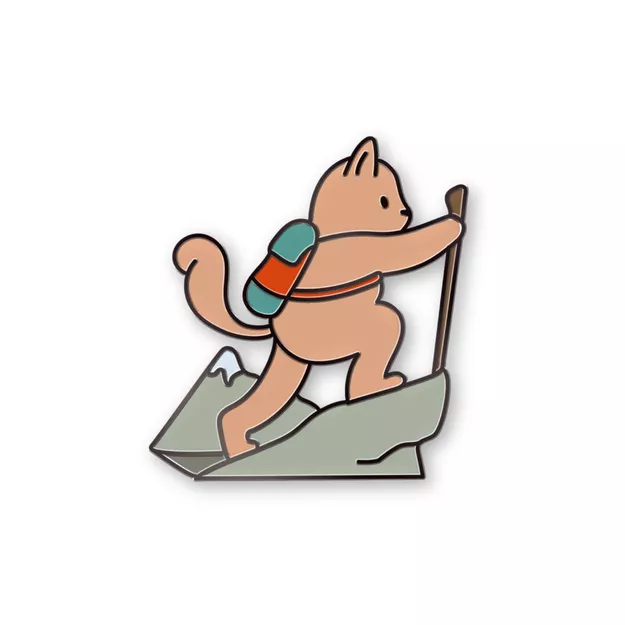 Pin metalowy - Kot wspinający się na szczyt - PINSTORY