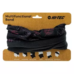 HI-TEC Rine - Black/Neon Leaves - chusta wielofunkcyjna z polarem