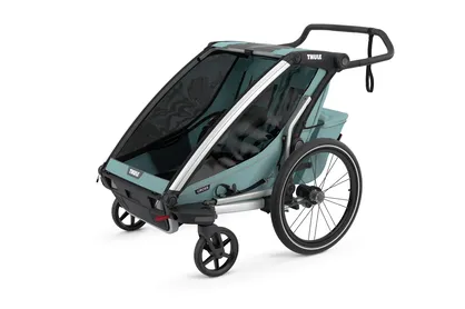 THULE Chariot Cross 2 - Przyczepka rowerowa + wózek spacerowy - Aluminium / Alaska