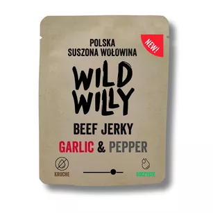 WILD WILLY Beef Jerky Garlic & Pepper 50 g - suszona wołowina