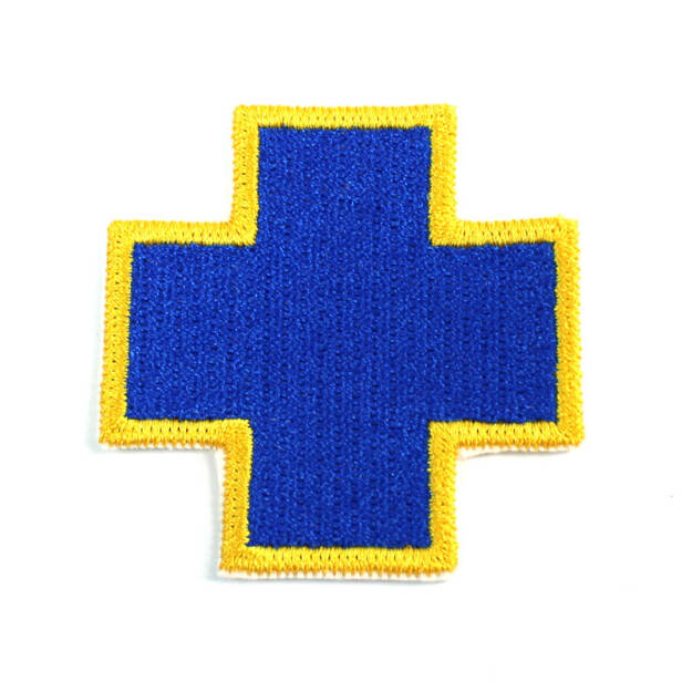 Haftowany niebieski krzyż ratowniczy