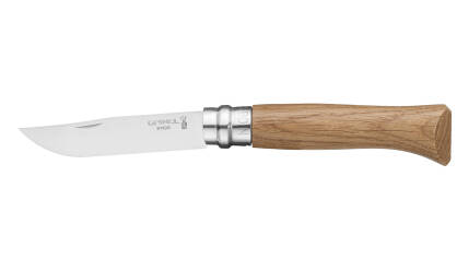 Opinel Inox N°08 Oak - klasyczny nóż z rękojeścią z drewna dębowego