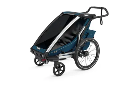 THULE Chariot Cross 1 - Przyczepka rowerowa + wózek spacerowy - Aluminium / Majolica Blue