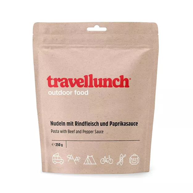 TRAVELLUNCH Makaron z wołowiną w sosie paprykowym - porcja podwójna - 1150 g - danie liofilizowane