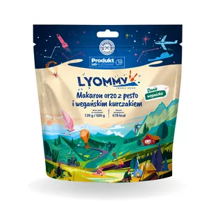 LYOMMY Makaron orzo z pesto i wegańskim kurczakiem - 500 g - danie liofilizowane / liofilizat