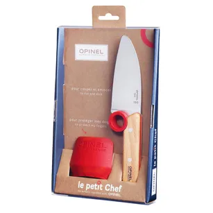 OPINEL Nóż dla dzieci + osłona na palce - Le Petit Chef - czerwony