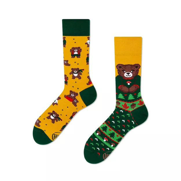 MANY MORNINGS - Autumn Teddy - bawełniane kolorowe skarpetki - jesinne misie