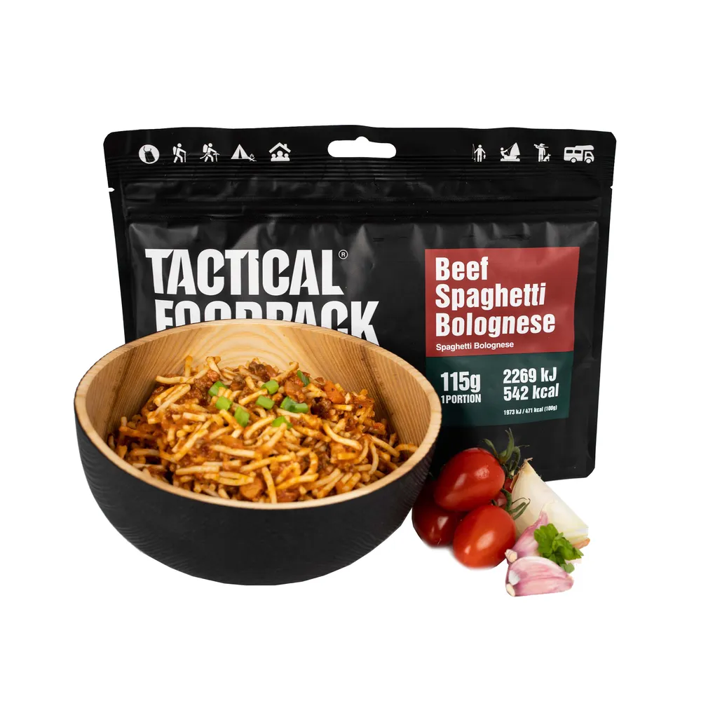 TACTICAL FOODPACK Spaghetti Bolognese z wołowiną – liofilizat – 115 g / 415 g