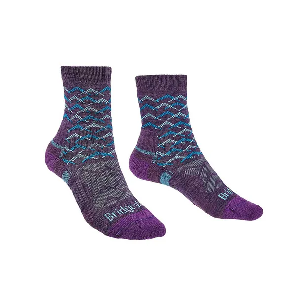 BRIDGEDALE Hike Lightweight - Trail Light - Merino Performance - 3/4 - Purple / Aqua M - damskie skarpety trekkingowe