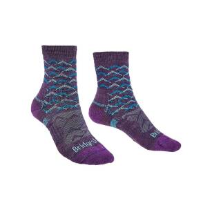 BRIDGEDALE Hike Lightweight - Trail Light - Merino Performance - 3/4 - Purple / Aqua M - damskie skarpety trekkingowe 