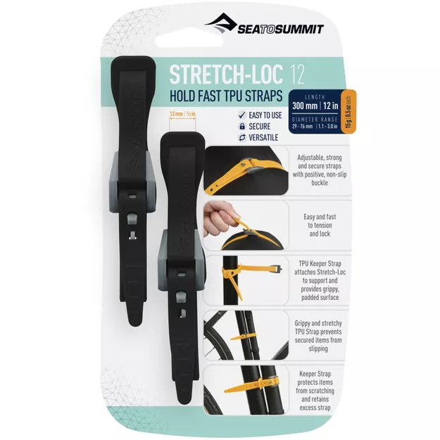 SEA TO SUMMIT Stretch-Loc 12 Black - pasy mocujące troki 12 mm x 300 mm - czarne