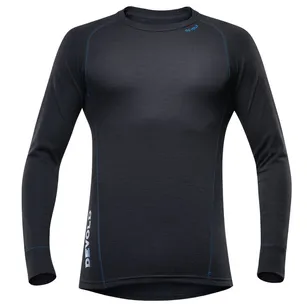 DEVOLD Duo Active - Black - męska koszulka z długim rękawem - bielizna z wełny merino