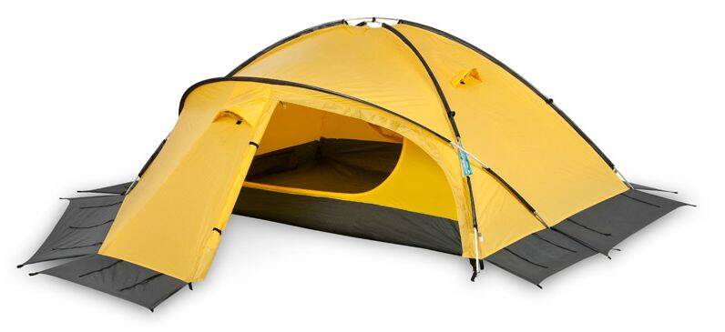 Namiot wyprawowy Marabut Arco 2-osobowy z fartuchami żółty