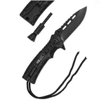 MIL-TEC Składany nóż taktyczny z krzesiwem i gwizdkiem - czarny - 2