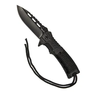 MIL-TEC Składany nóż taktyczny z krzesiwem i gwizdkiem - czarny