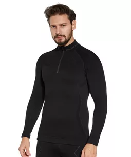 BRUBECK Extreme wool - black - gruba męska bluza z wełną merynosa