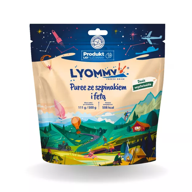 LYOMMY Puree ze szpinakiem i fetą - 500 g - danie liofilizowane / liofilizat