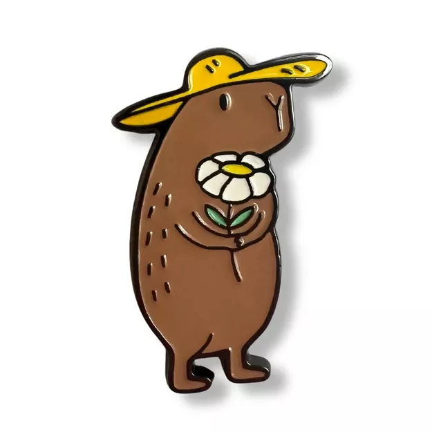 Pin metalowy - Kapibara z kwiatkiem - PINSTORY
