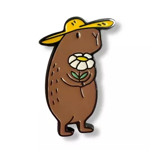 Pin metalowy - Kapibara z kwiatkiem - PINSTORY