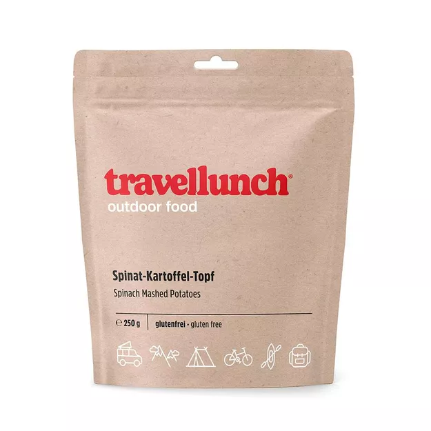 TRAVELLUNCH wegetariańskie puree ziemniaczane ze szpinakiem - porcja podwójna - 1150 g - danie liofilizowane bez glutenu