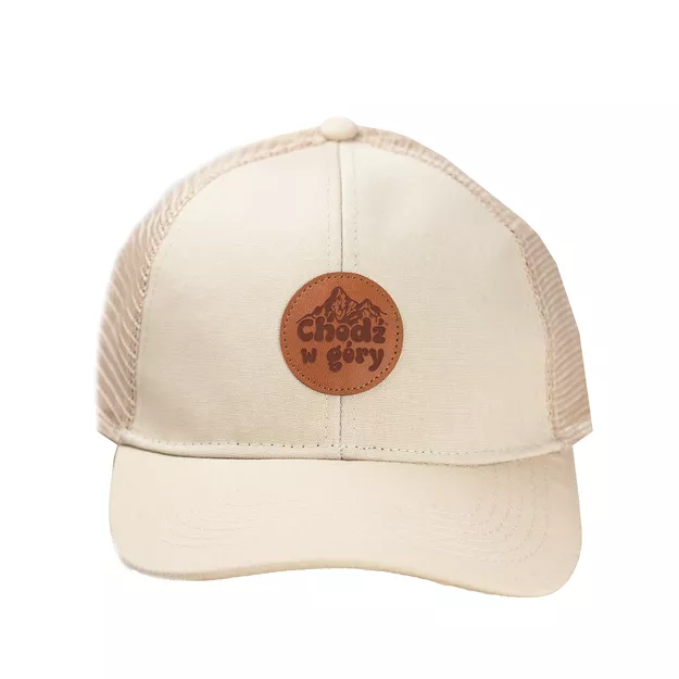 Czapka z daszkiem truckerka z naszywką Chodź w góry - sand