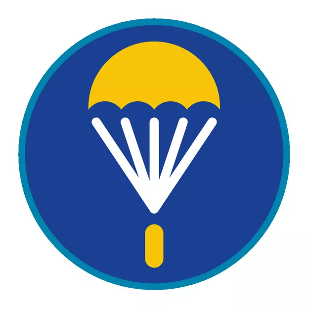 Sprawność harcerska Młody spadochroniarz / Młoda spadochroniarka - niebieskie obszycie - reforma SIM - System Identyfikacji Metodycznej