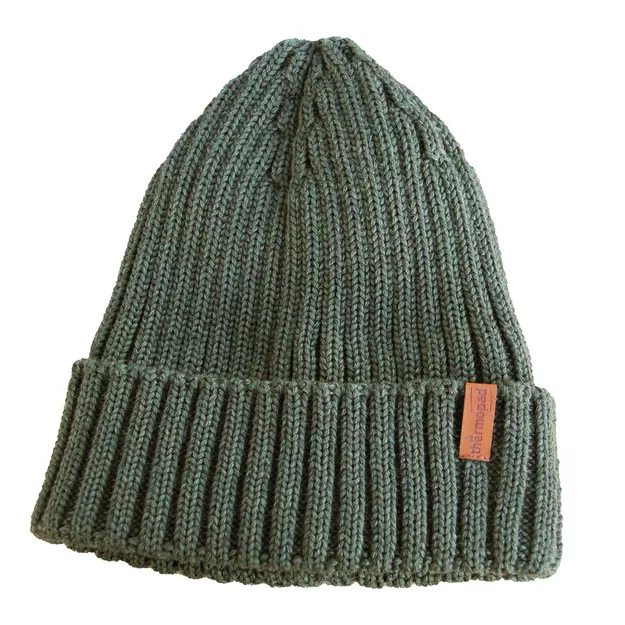 THERMOPAD Czapka zimowa beanie 100% wełna merino - khaki