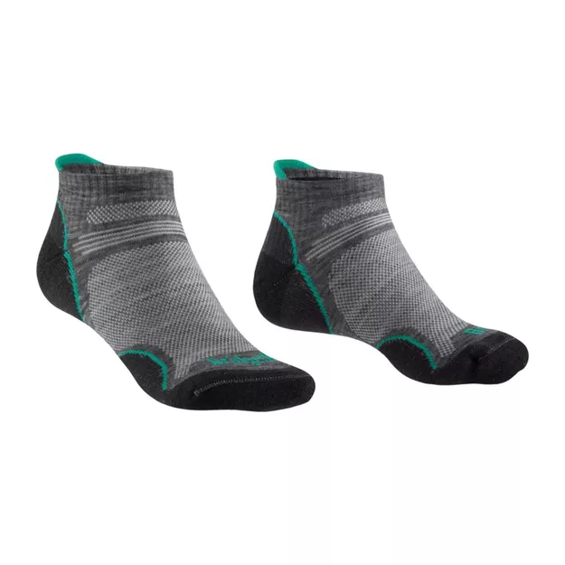BRIDGEDALE Women's Hike Ultra Light T2 Merino Performance Low - Mid Grey / Surf - skarpety trekkingowe