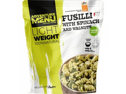 ADVENTURE MENU - Makaron fusilli ze szpinakiem i orzechami - 98 g - Żywność liofilizowana
