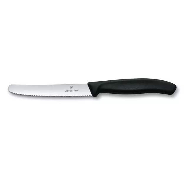 VICTORINOX Nóż stołowy z ząbkowany ostrzem Swiss Classic - 11 cm - czarny